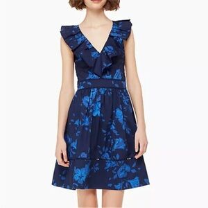 Kate Spade French Blue Floral
Ruffled V-Neck Dress! Size 8